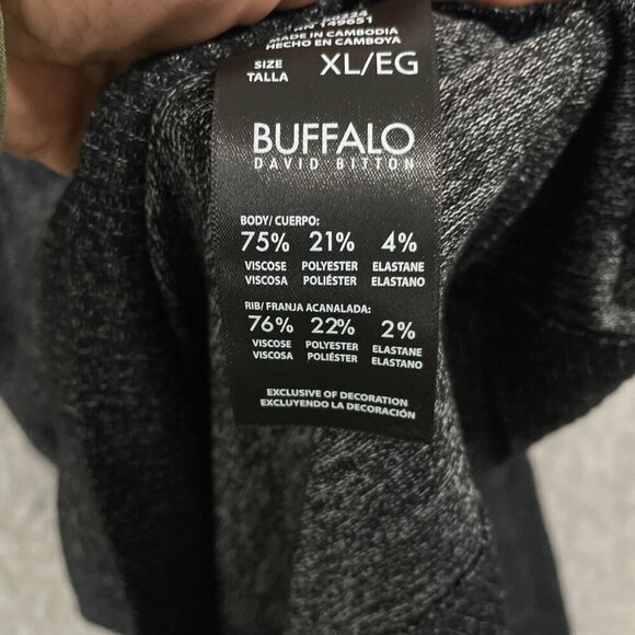 NEW Buffalo David Bitton Womens XL V-Neck Heather Black Sweater Polyester - Picture 6 of 8